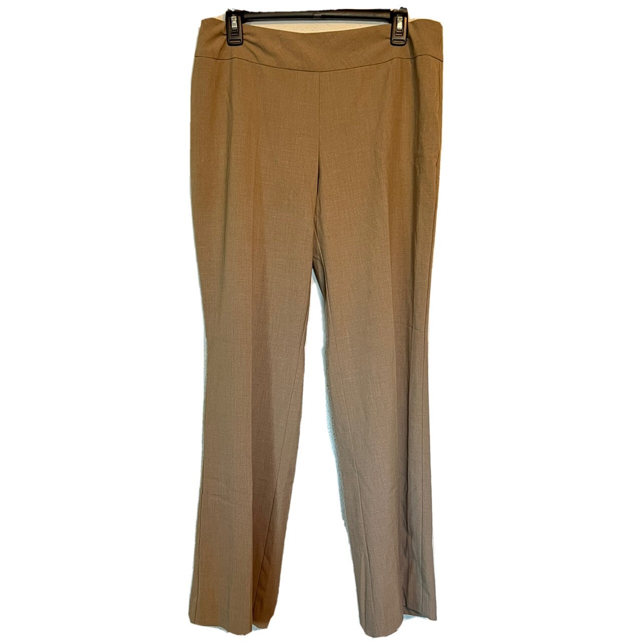 Womens Dress Pants Size 12 Dress Barn Brown Pullon Straight Leg Office Career Bp